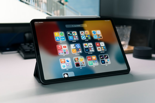 a-tablet-computer-sitting-on-top-of-a-table